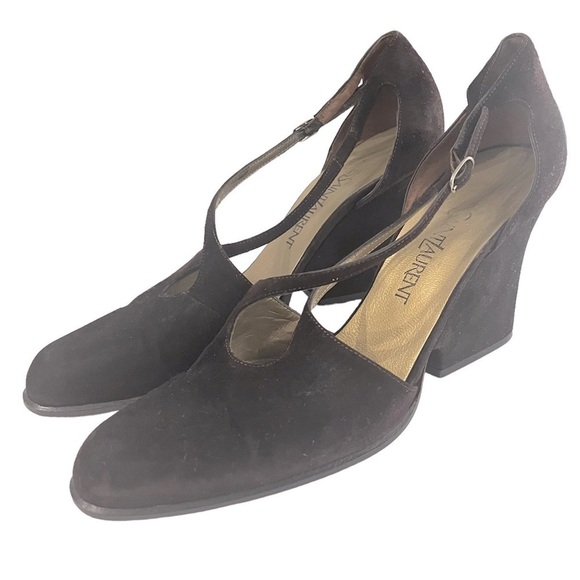 Suede Block Heels by Yves Saint Laurent size 8.5 - Picture 1 of 8